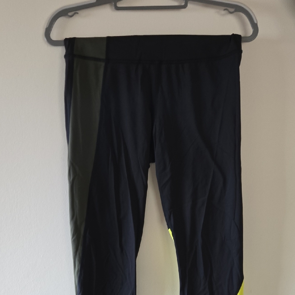 Athleta Lime Green Asym Colorblock Tights